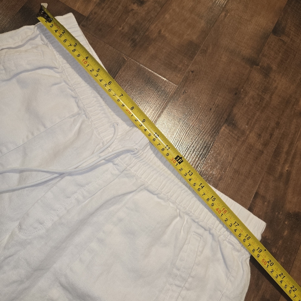 Athleta Wide Leg Linen [1X] White Lagenlook Flowy Classy Pants Resortwear - Picture 9 of 11